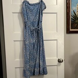 Vintage Blue and White Hearts Midi Sundress